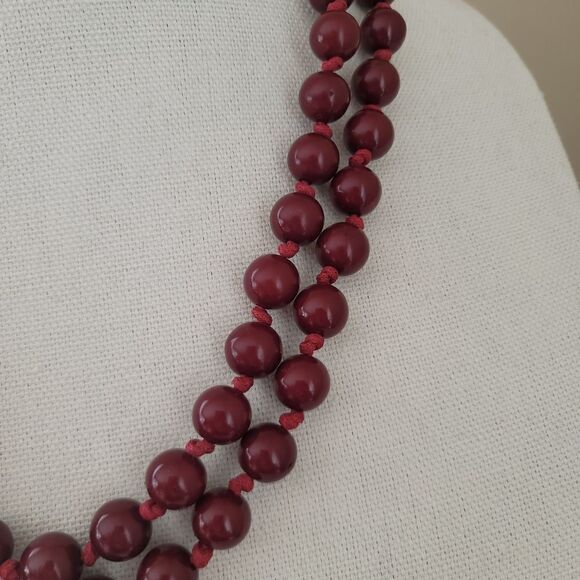Necklace Burgundy Red Beaded Necklace #0033 - Picture 3 of 12
